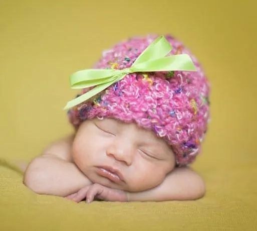 Newborn Baby Hat in Bright Pink Confetti