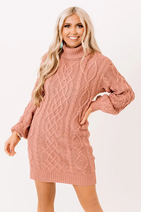 Next Chapter Cable Knit Sweater Dress In Blush