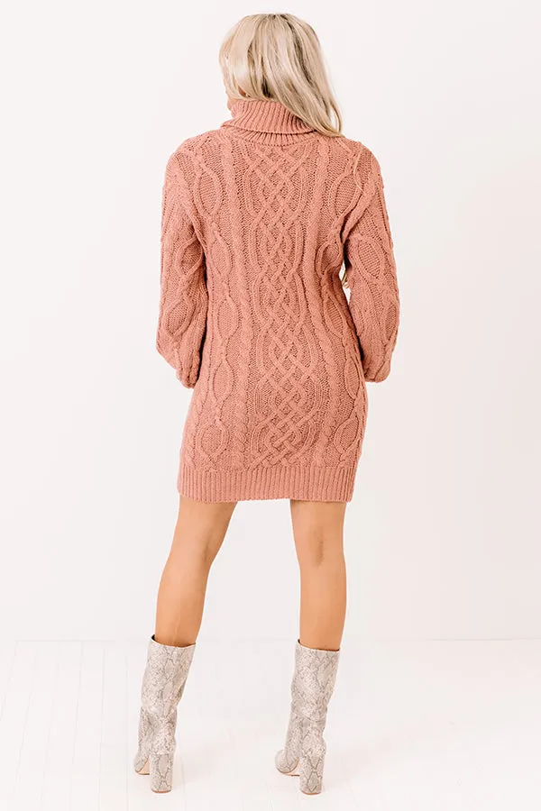 Next Chapter Cable Knit Sweater Dress In Blush