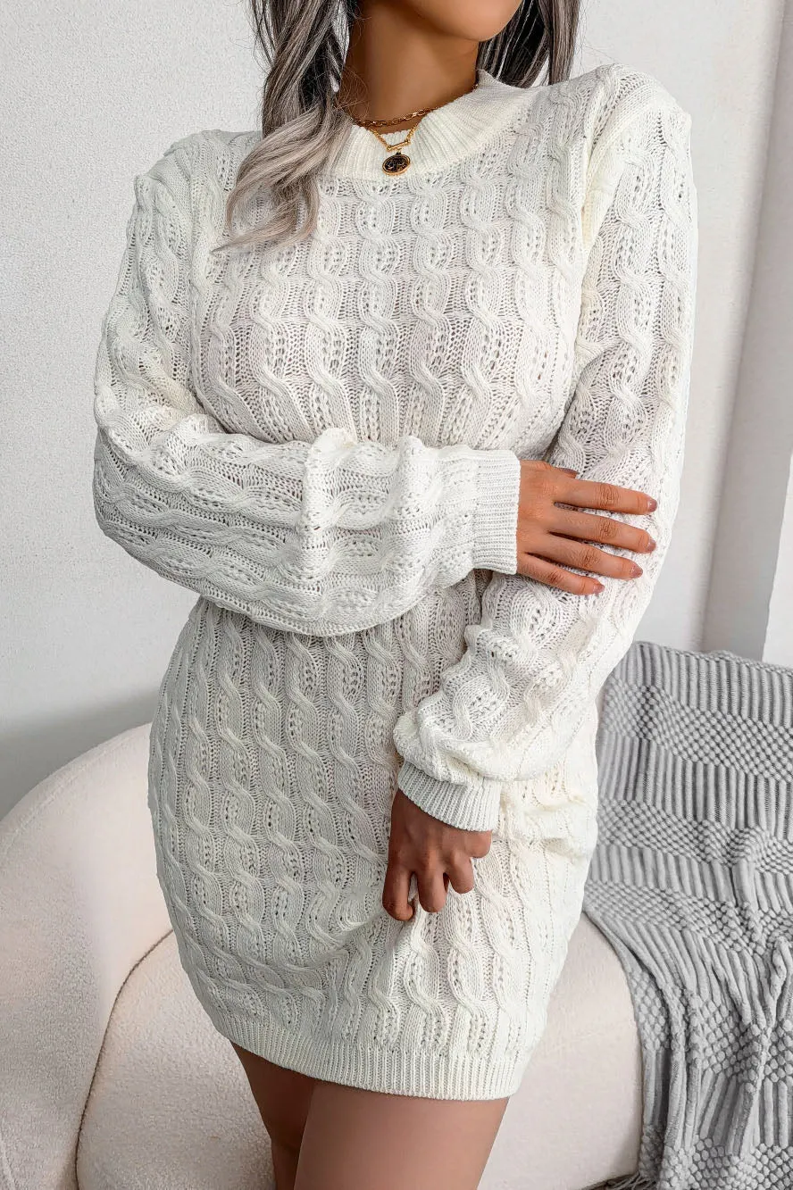 O Neck Casual Twist Waist Sweater Dress