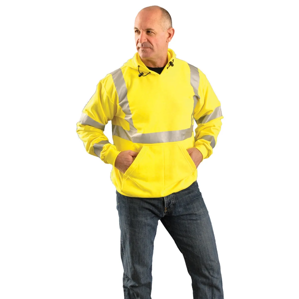 OccuNomix Flame Resistant Pullover FR Hoodie - Yellow - CAT 2 Class 3 - LUX-SWT3FR