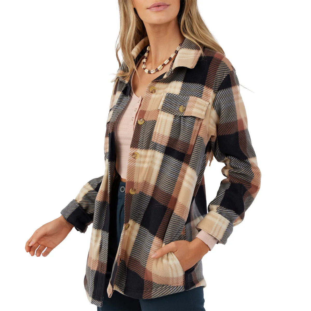 O'Neill Women's Collins Oversized Superfleece Flannel Shacket Jacket