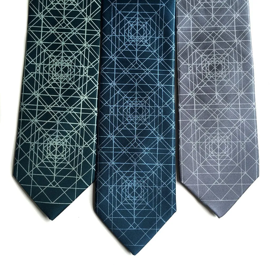 Op Art Triangles Necktie, Geometric Print Tie