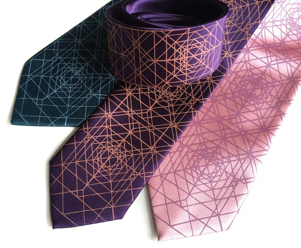 Op Art Triangles Necktie, Geometric Print Tie