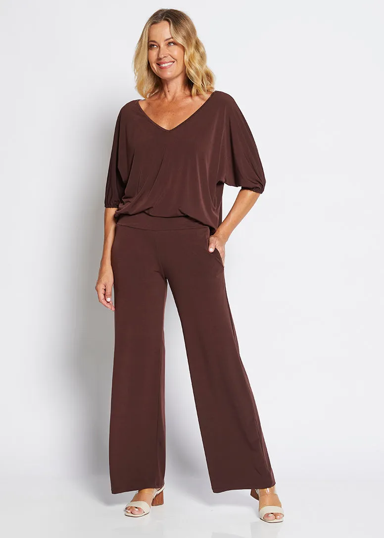 Paltrow jersey wide leg pant in Chocolate