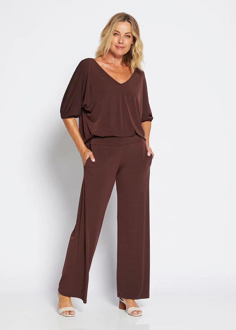 Paltrow jersey wide leg pant in Chocolate