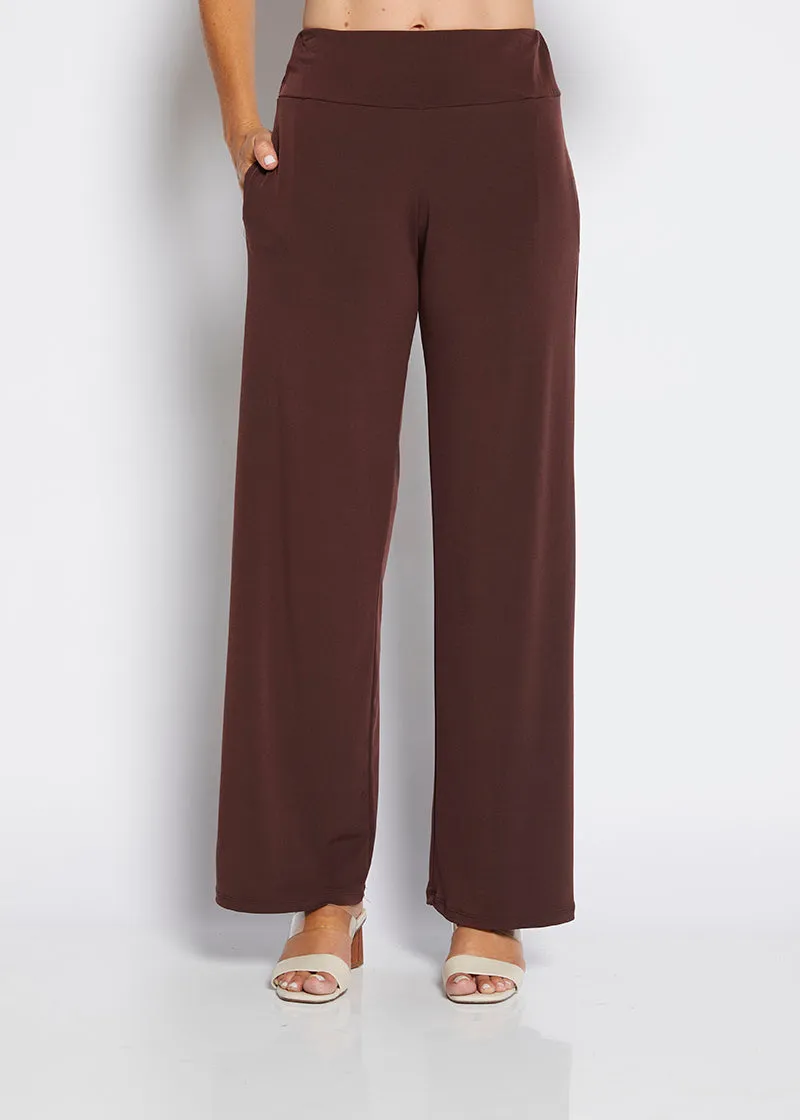 Paltrow jersey wide leg pant in Chocolate