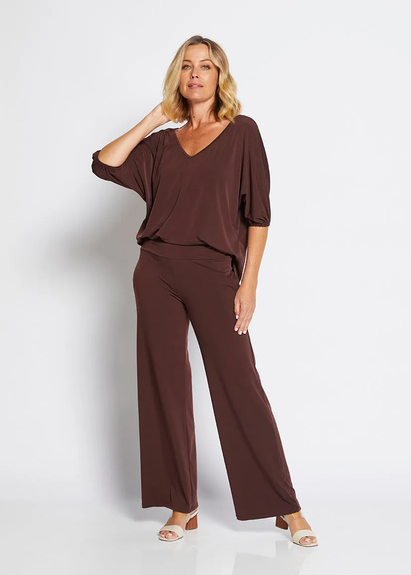 Paltrow jersey wide leg pant in Chocolate