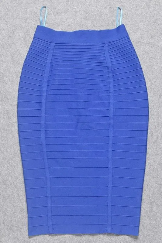 Pencil High Waist Bandage Knee Length Knitted Skirt - Royal Blue