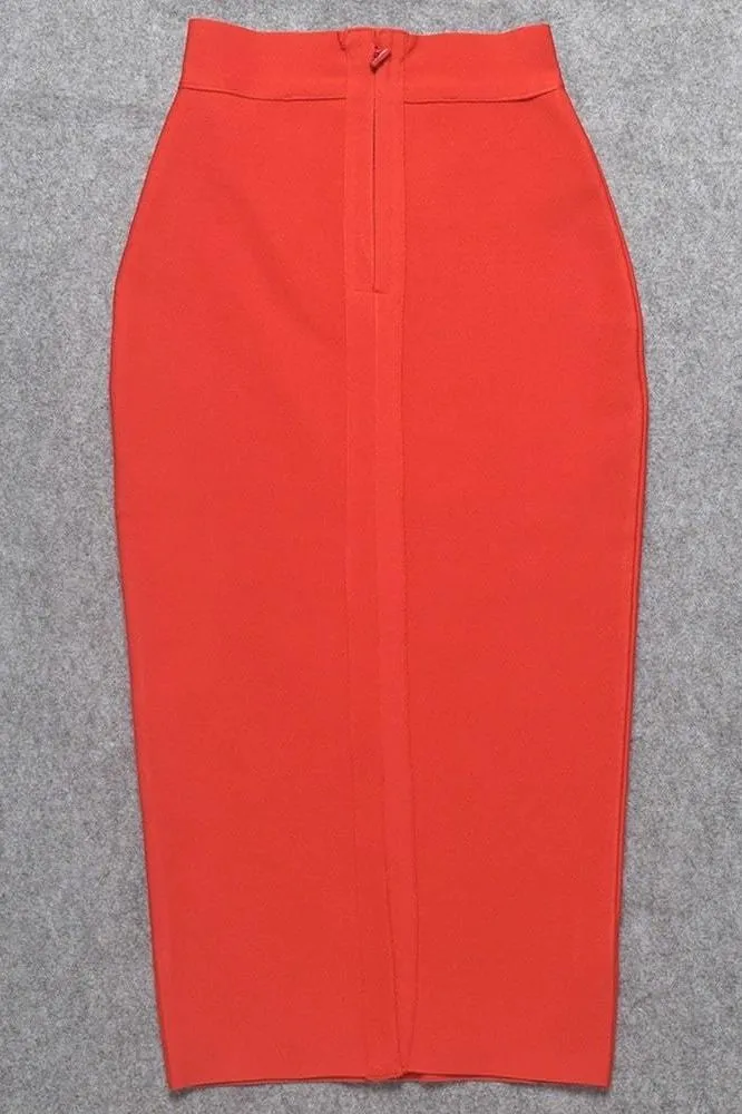 Pencil High Waist Bandage Midi Skirt - Lipstick Red