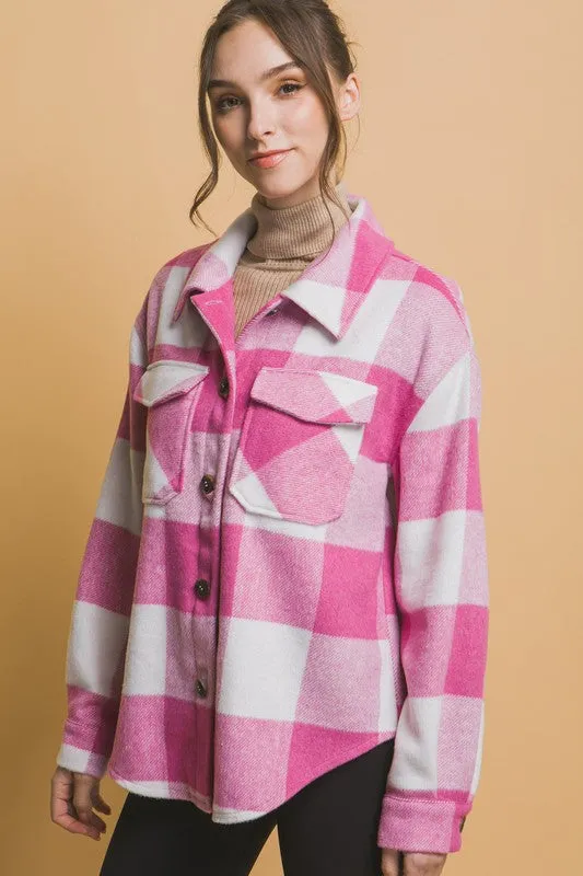 Pink Keep Shining Plaid Shacket