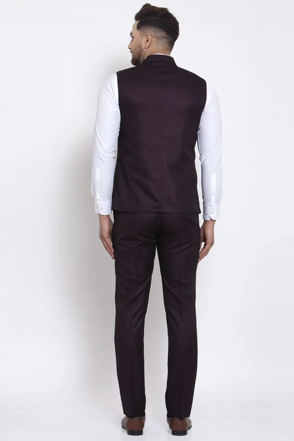 Poly Blend Brown Vest and Trouser Set