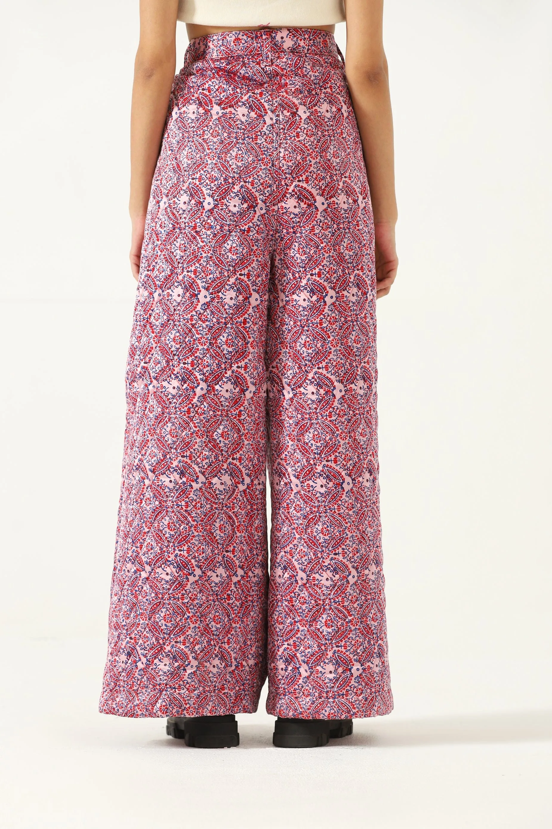 "HAVELI" QUILTED SILK BLOCKPRINT SWEATPANTS