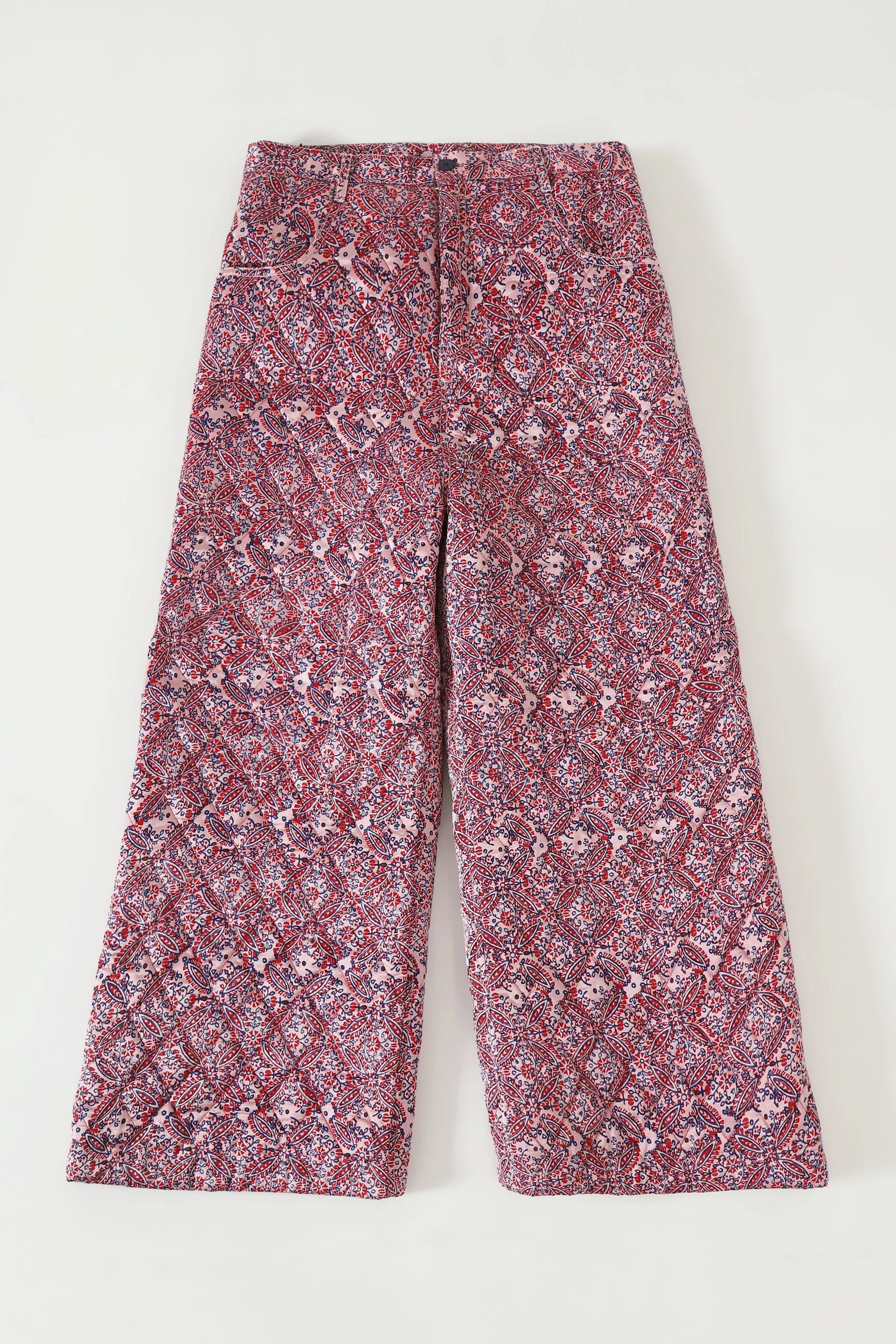 "HAVELI" QUILTED SILK BLOCKPRINT SWEATPANTS