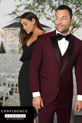 "Jonathan" Burgundy 1-Button Peak Tuxedo (4-Piece Set)