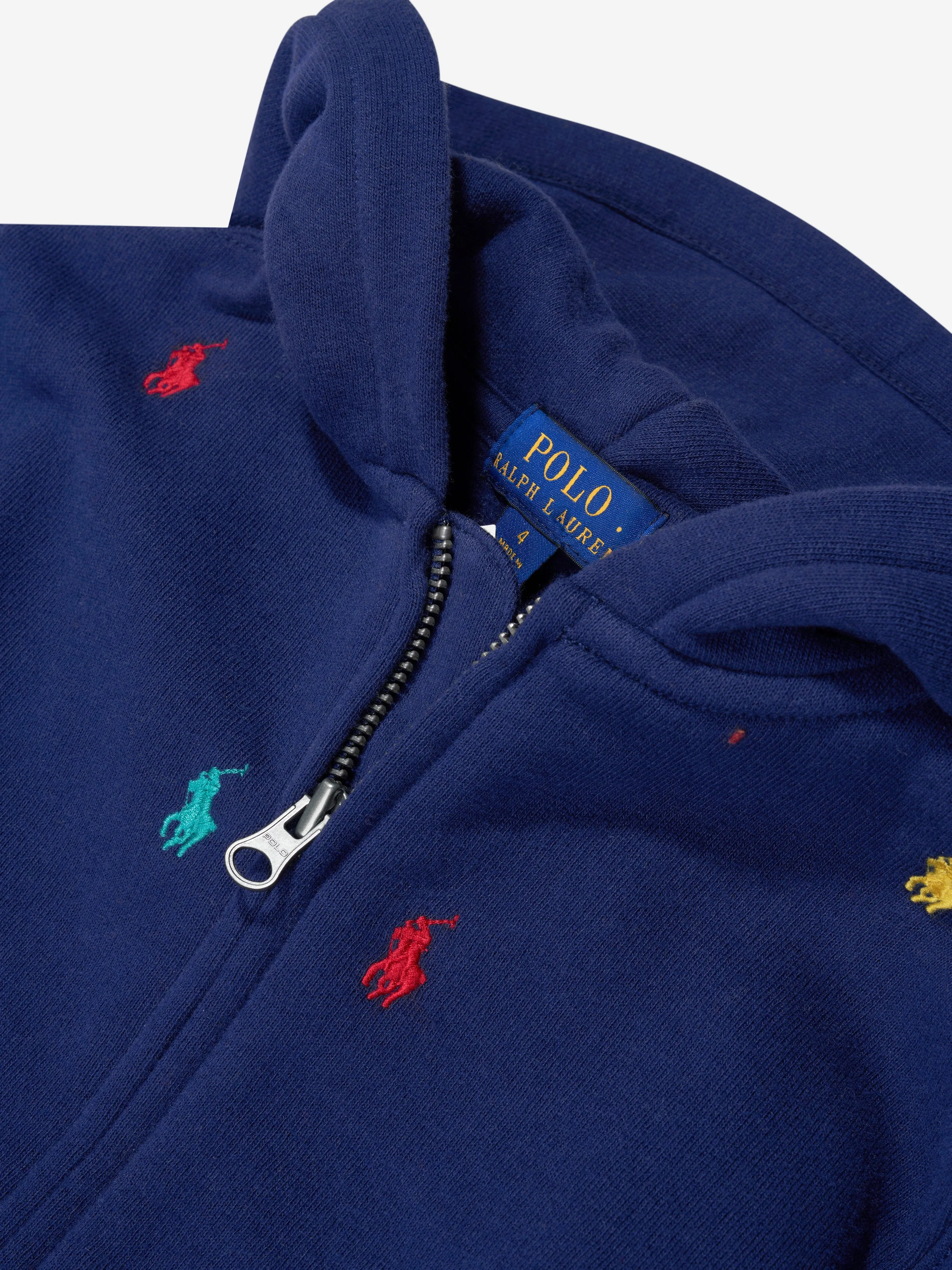 Ralph Lauren Boys Multi Logo Zip Up Top in Navy