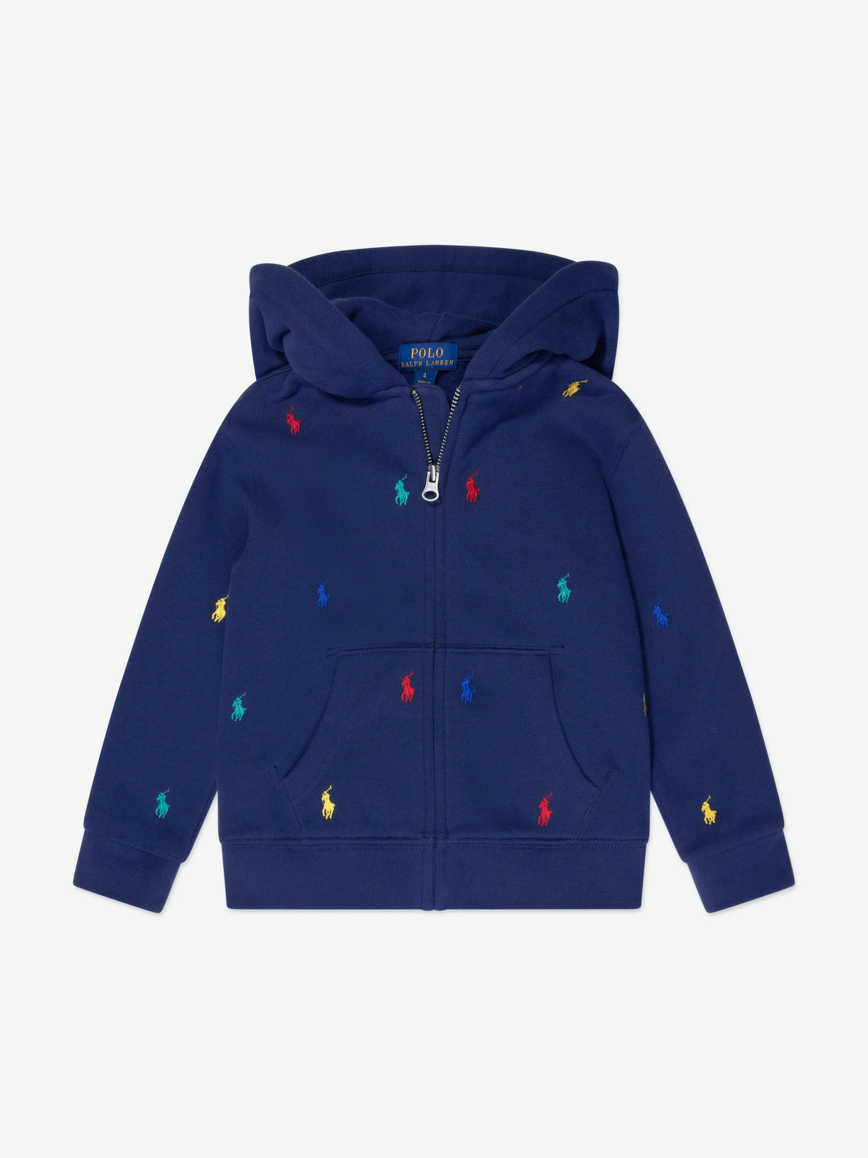 Ralph Lauren Boys Multi Logo Zip Up Top in Navy