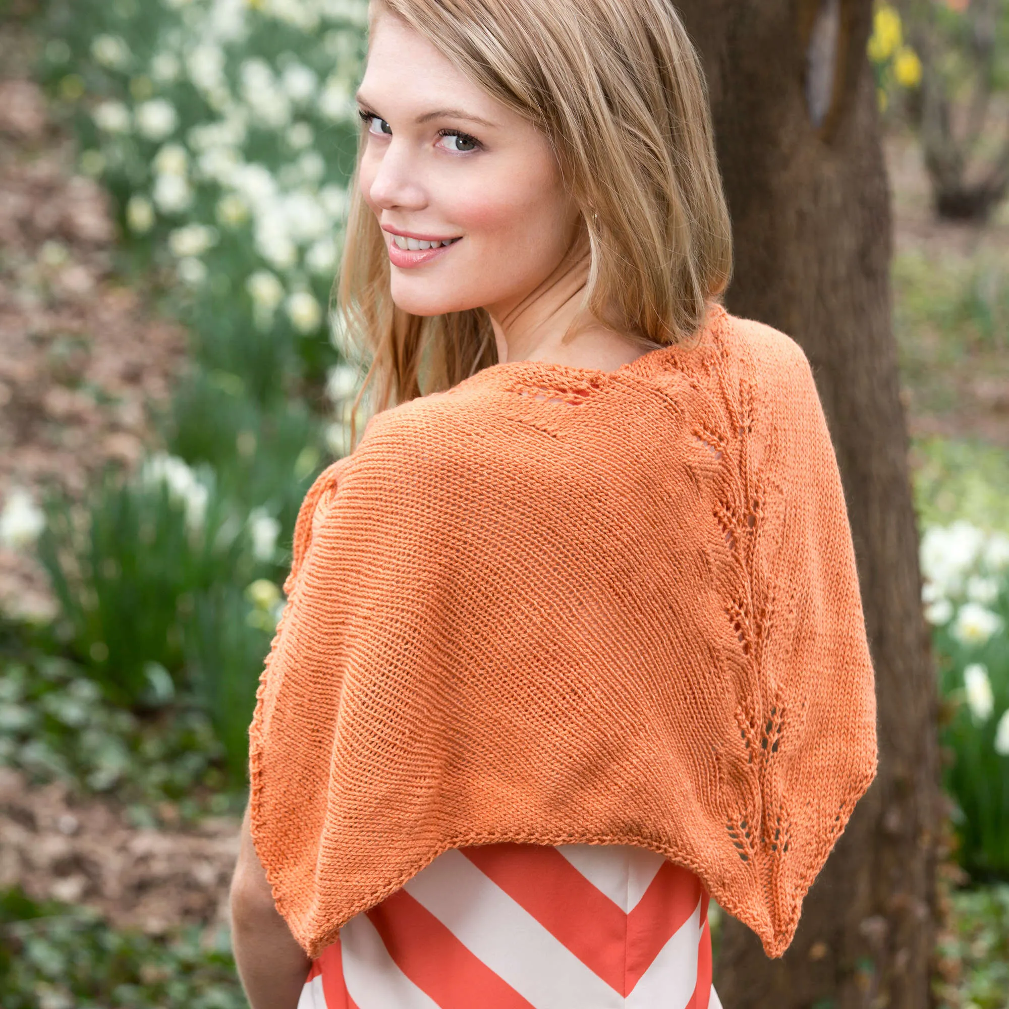 Red Heart Knit Shoulder Shawl