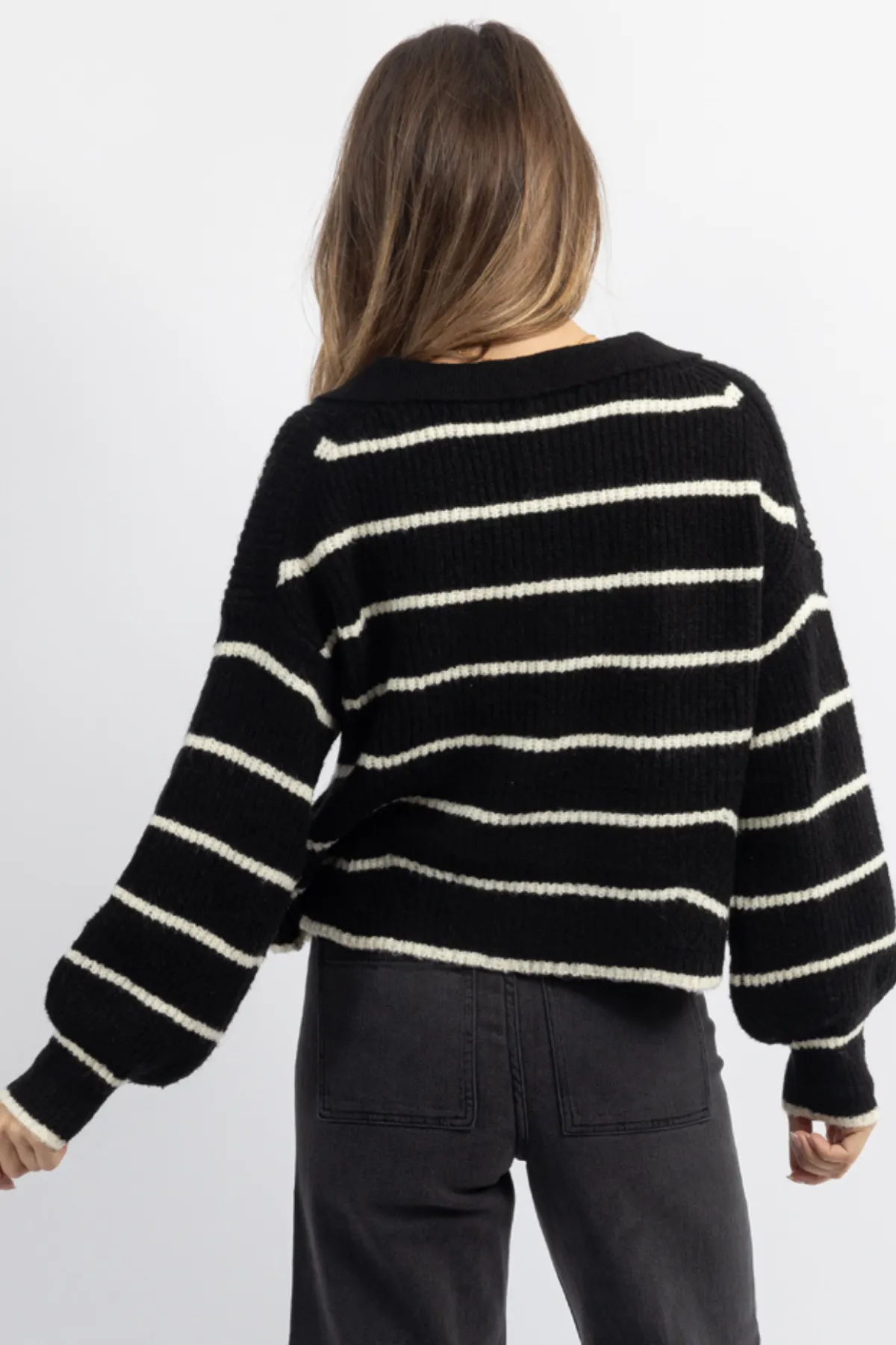 REESE BLACK STRIPED SWEATER