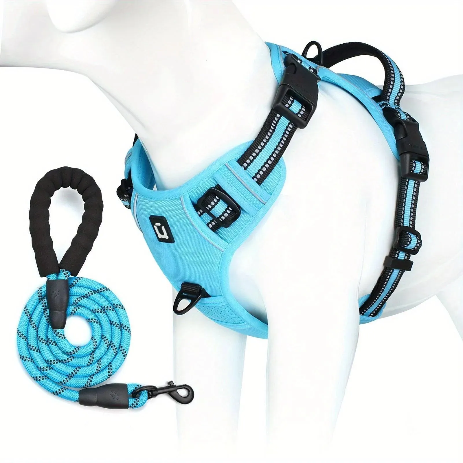 Reflective Escape-Proof Dog Harness - No Pull Vest with 5ft Leash