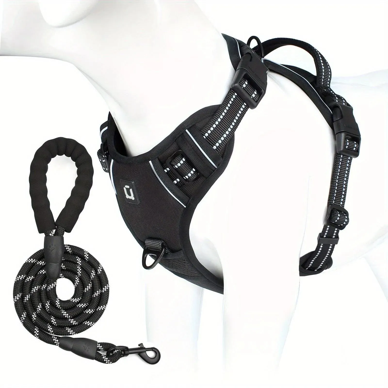 Reflective Escape-Proof Dog Harness - No Pull Vest with 5ft Leash