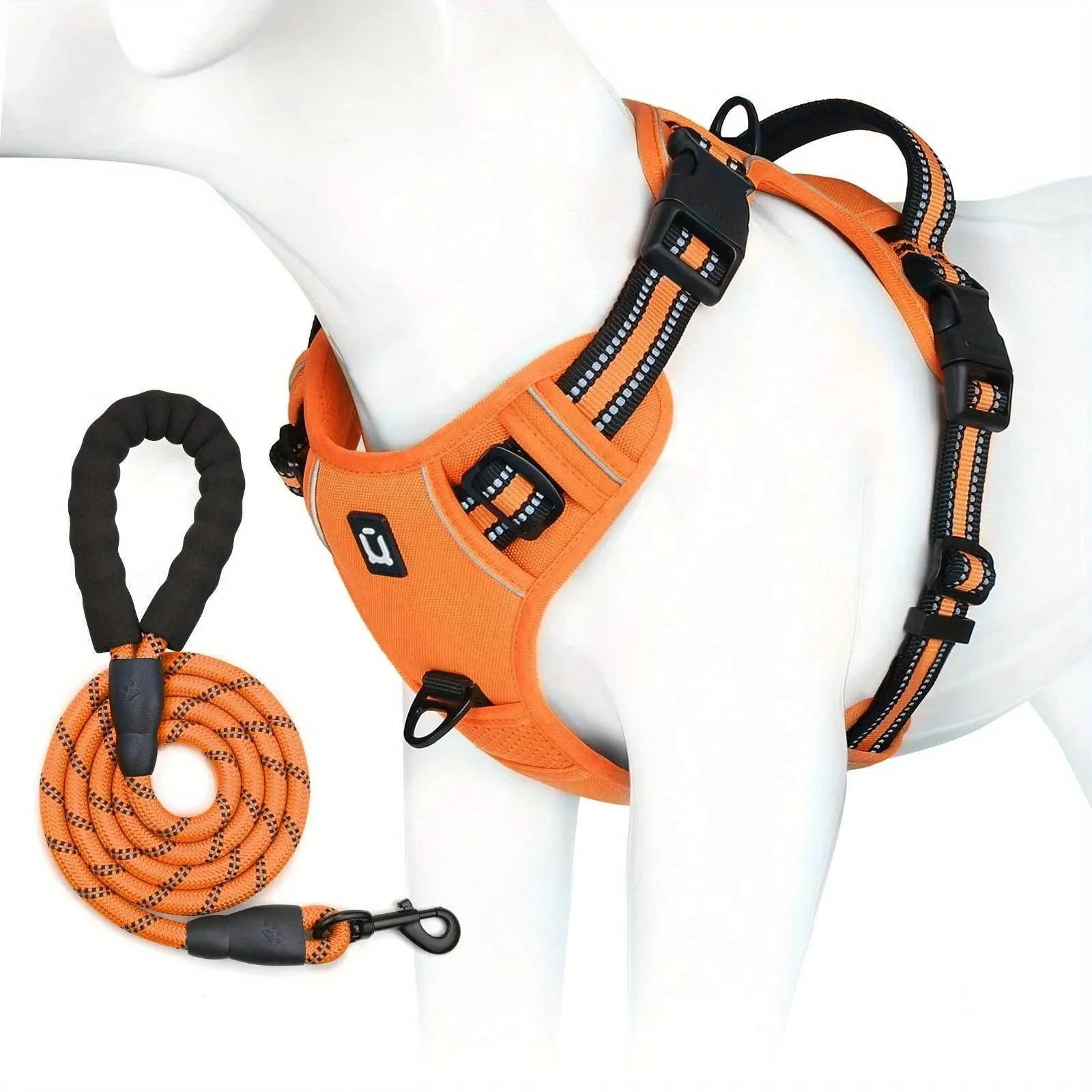 Reflective Escape-Proof Dog Harness - No Pull Vest with 5ft Leash