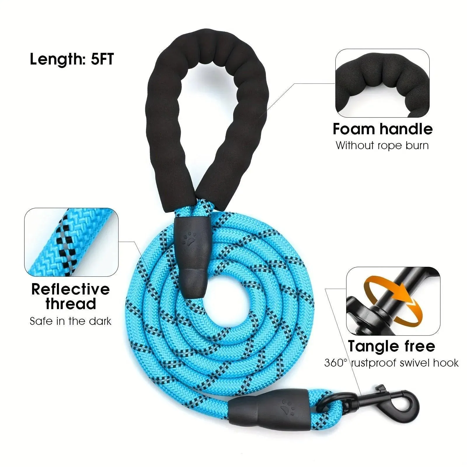 Reflective Escape-Proof Dog Harness - No Pull Vest with 5ft Leash