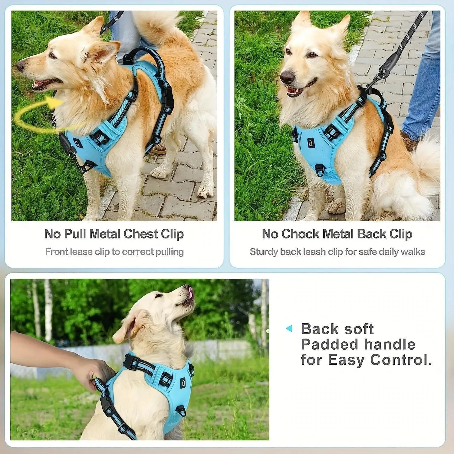 Reflective Escape-Proof Dog Harness - No Pull Vest with 5ft Leash