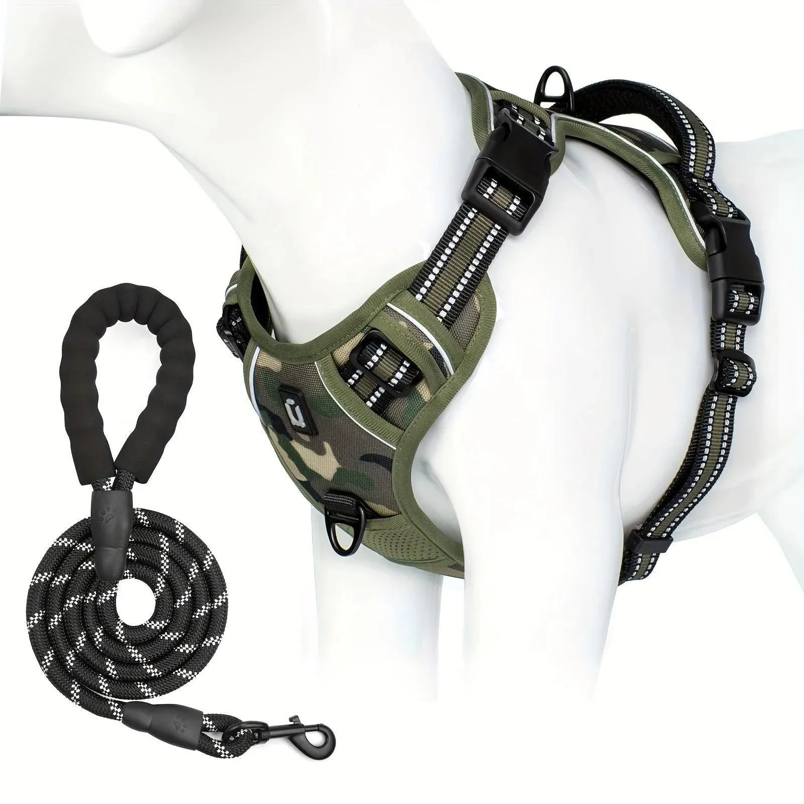 Reflective Escape-Proof Dog Harness - No Pull Vest with 5ft Leash