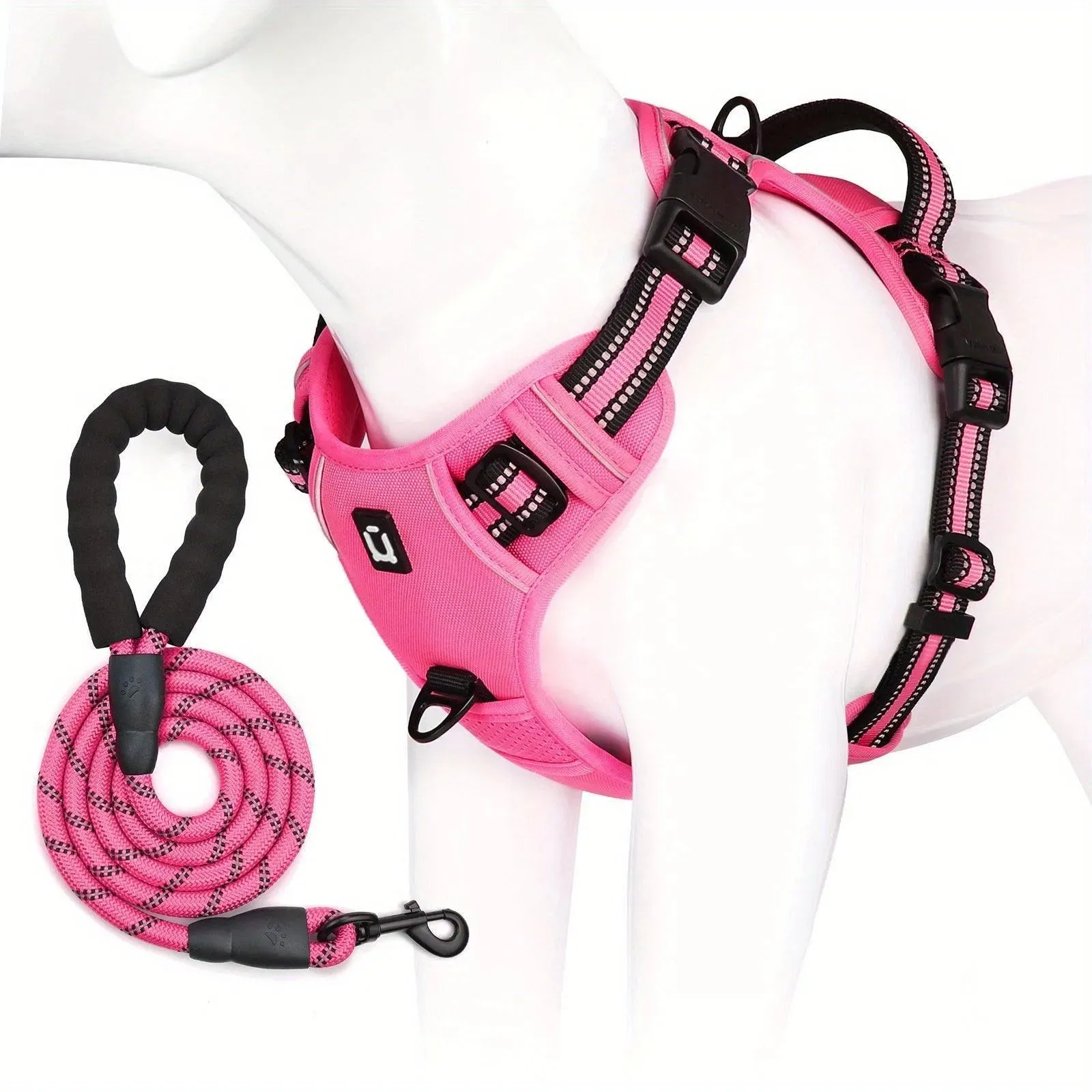 Reflective Escape-Proof Dog Harness - No Pull Vest with 5ft Leash