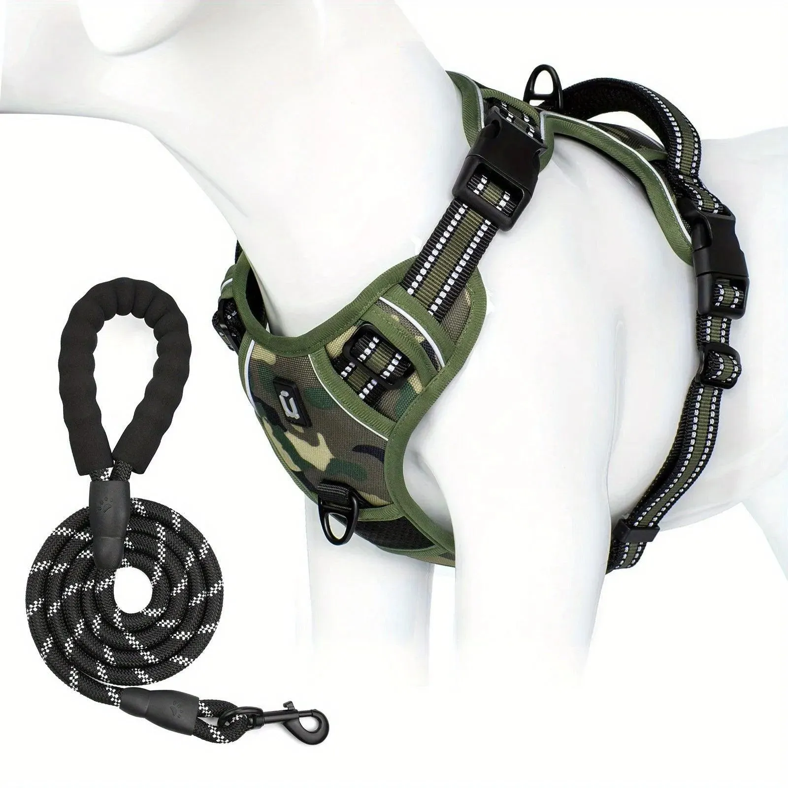 Reflective Escape-Proof Dog Harness - No Pull Vest with 5ft Leash