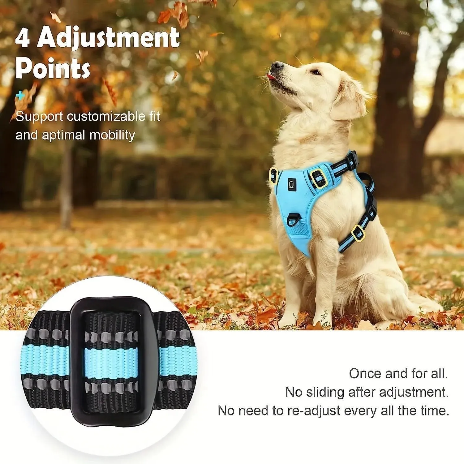 Reflective Escape-Proof Dog Harness - No Pull Vest with 5ft Leash