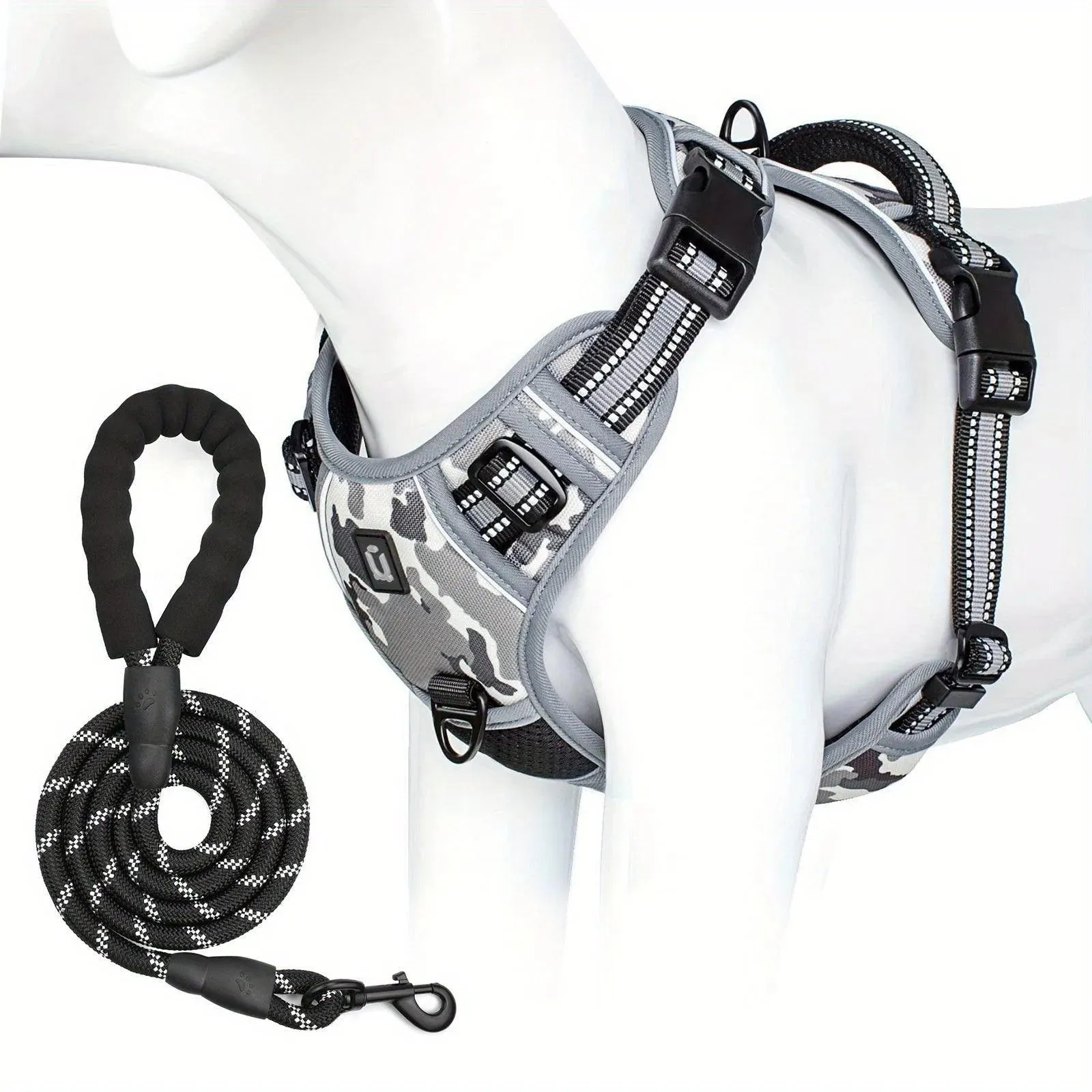 Reflective Escape-Proof Dog Harness - No Pull Vest with 5ft Leash