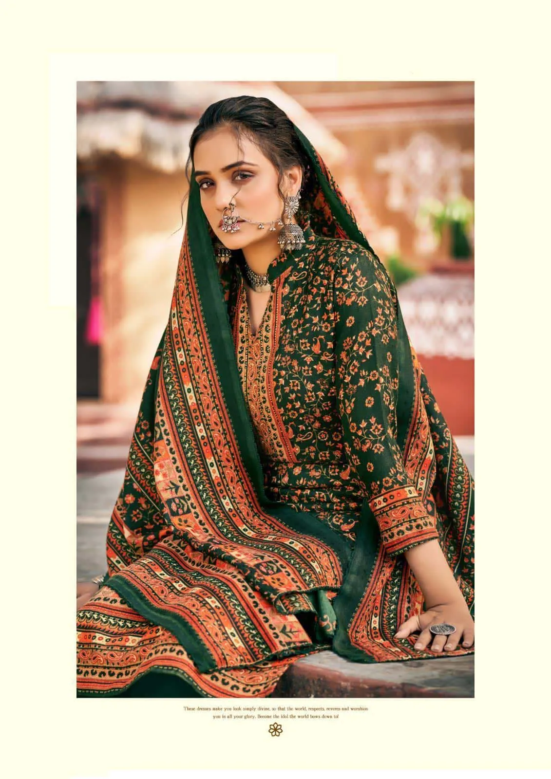 Roli Moli Pashmina suits Winter Collection Green