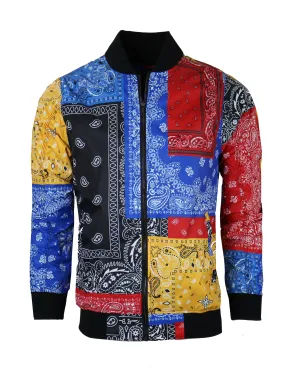 S51055-BANDANA PAISELY BOMBER JACKET (MULTI)