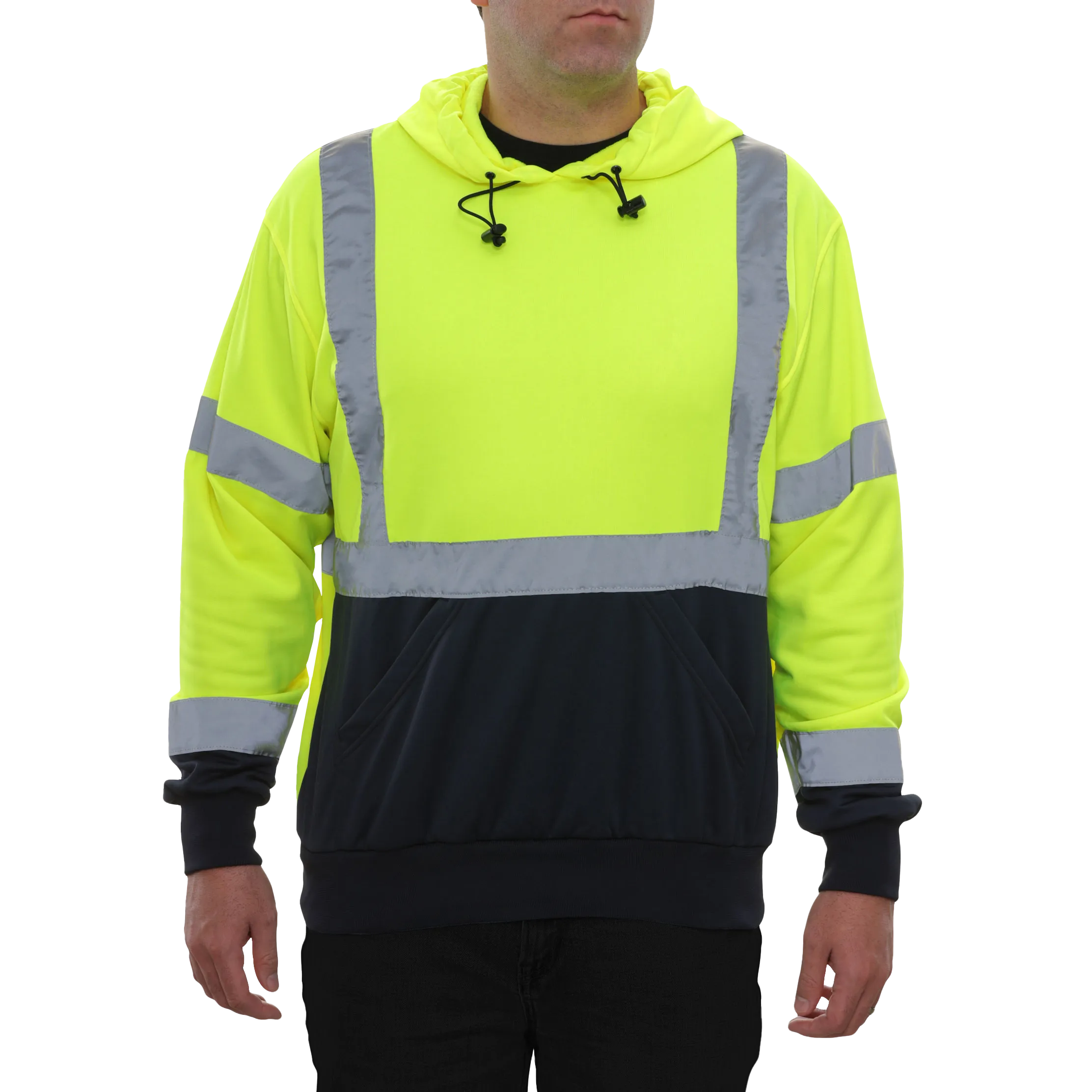 Safety Hoodie Hi Vis 2-Tone Pullover 7 oz Lime & Navy