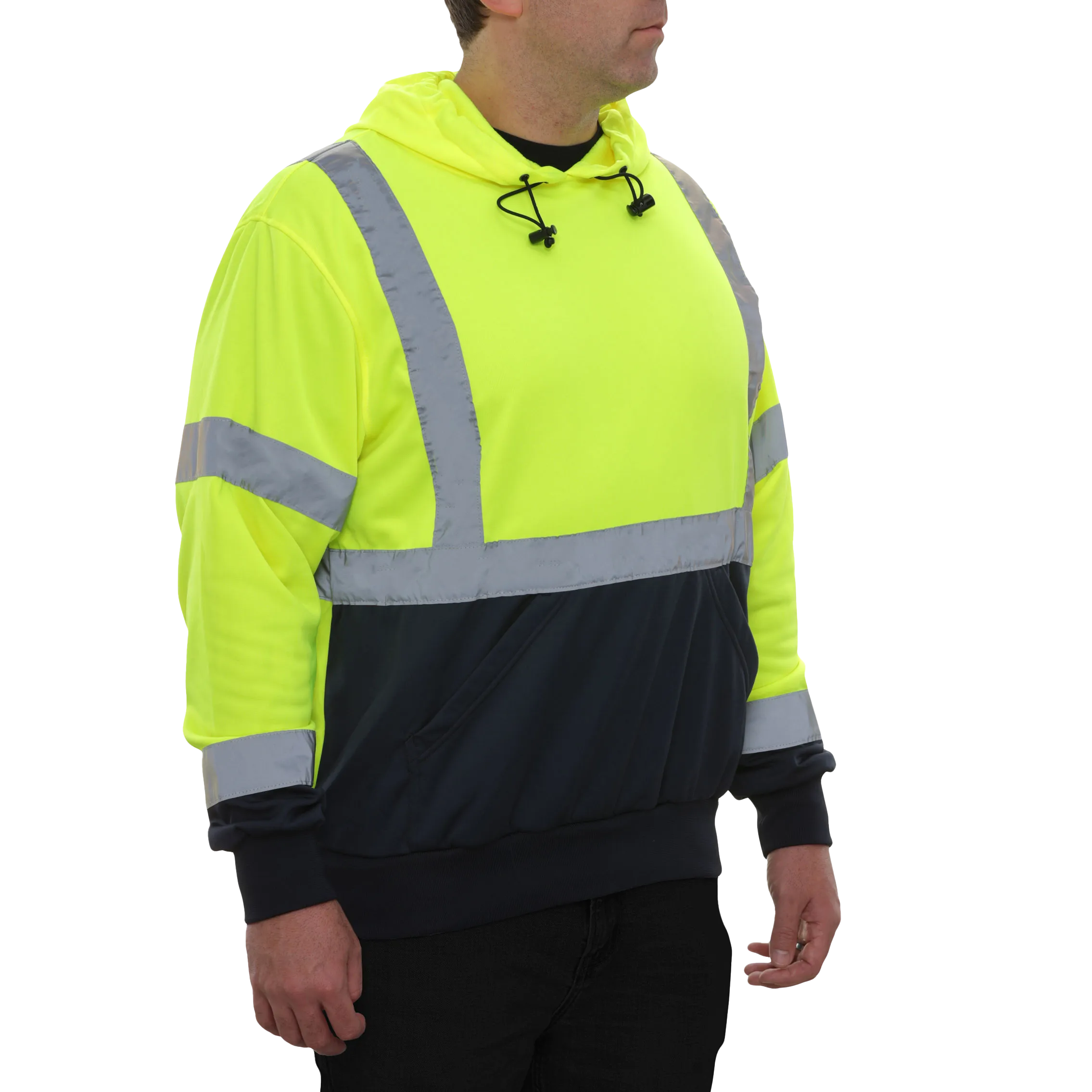 Safety Hoodie Hi Vis 2-Tone Pullover 7 oz Lime & Navy