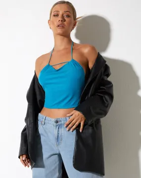 Salet Crop Top in Mesh Turquoise