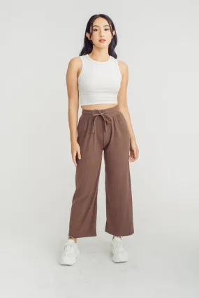 Seoyun Brown Knitted Elastic Waist Straight Cut Culottes