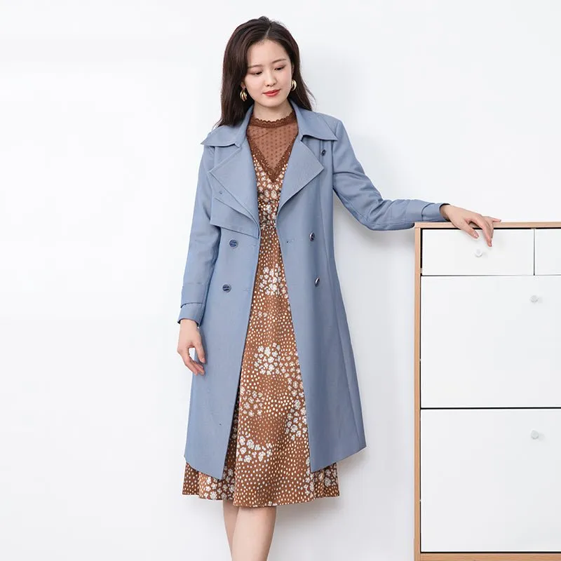 Shadow Blue Long Trench Coats