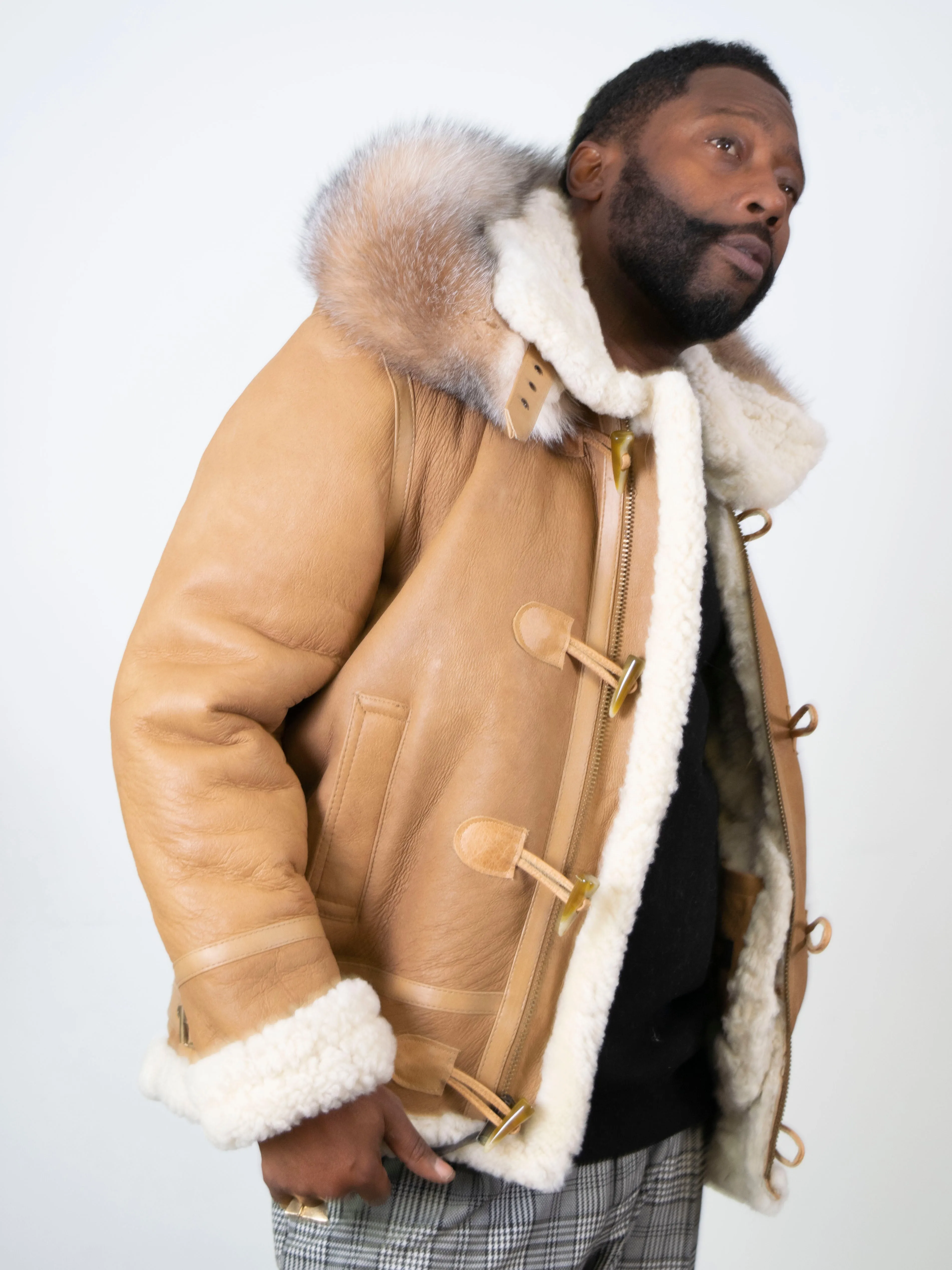 Shearling Sheepskin Aviator Jacket- B3 With Toggles Style #810