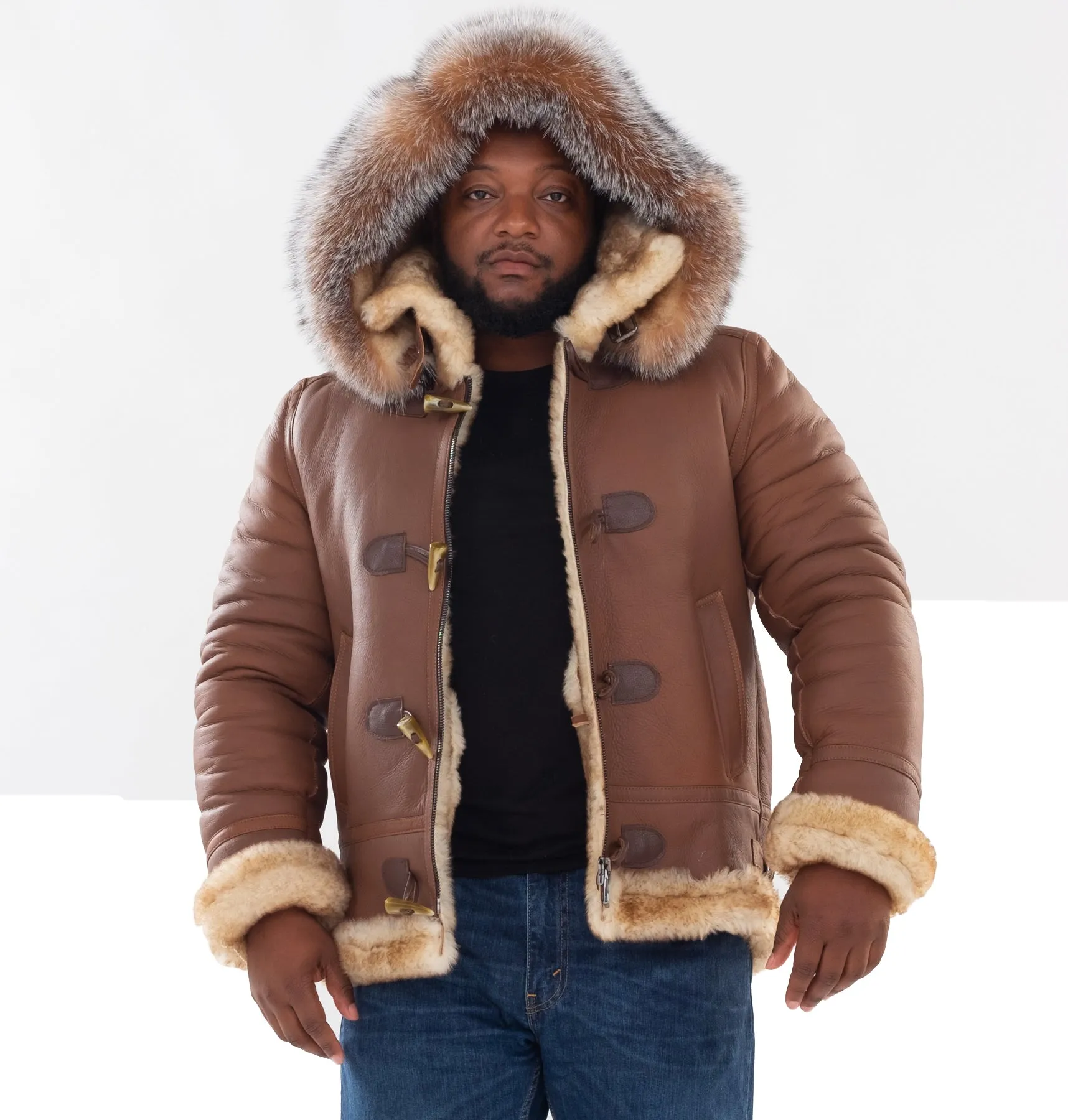 Shearling Sheepskin Aviator Jacket- B3 With Toggles Style #810