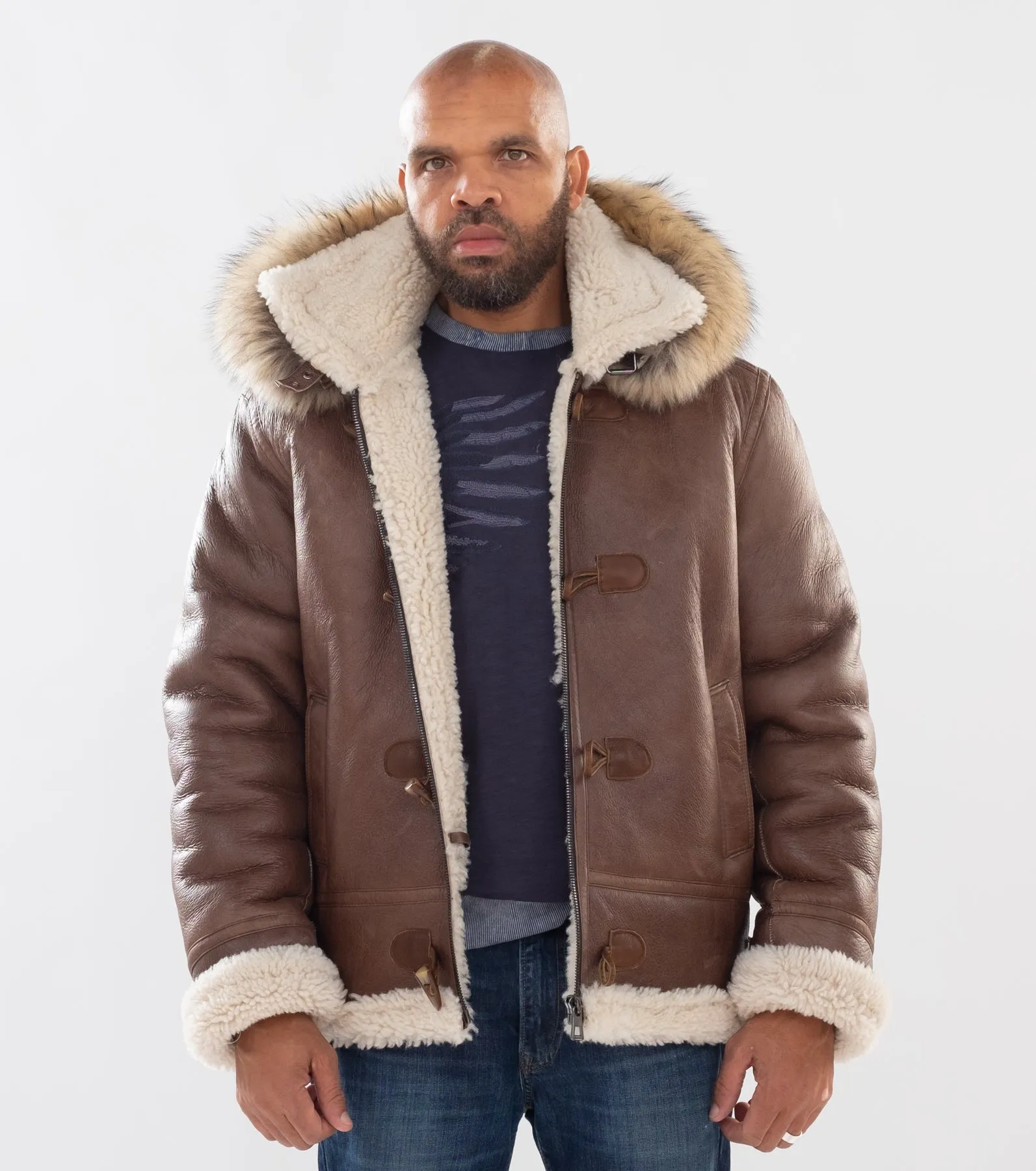 Shearling Sheepskin Aviator Jacket- B3 With Toggles Style #810