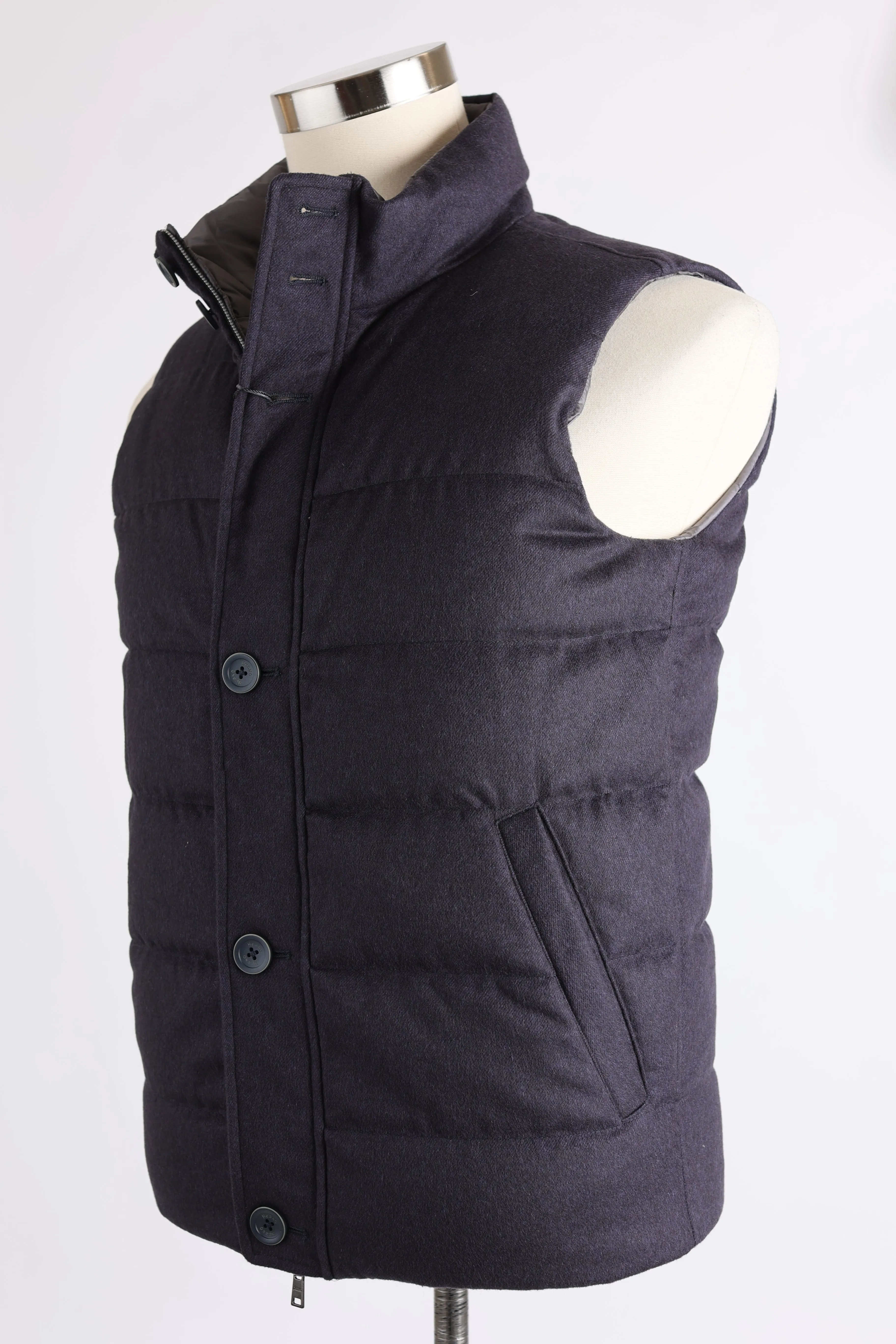 Silk-Cashmere Reversible Water Repellent Down Vest