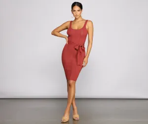 Slay In Style Ribbed Scoop Neck Midi Dress