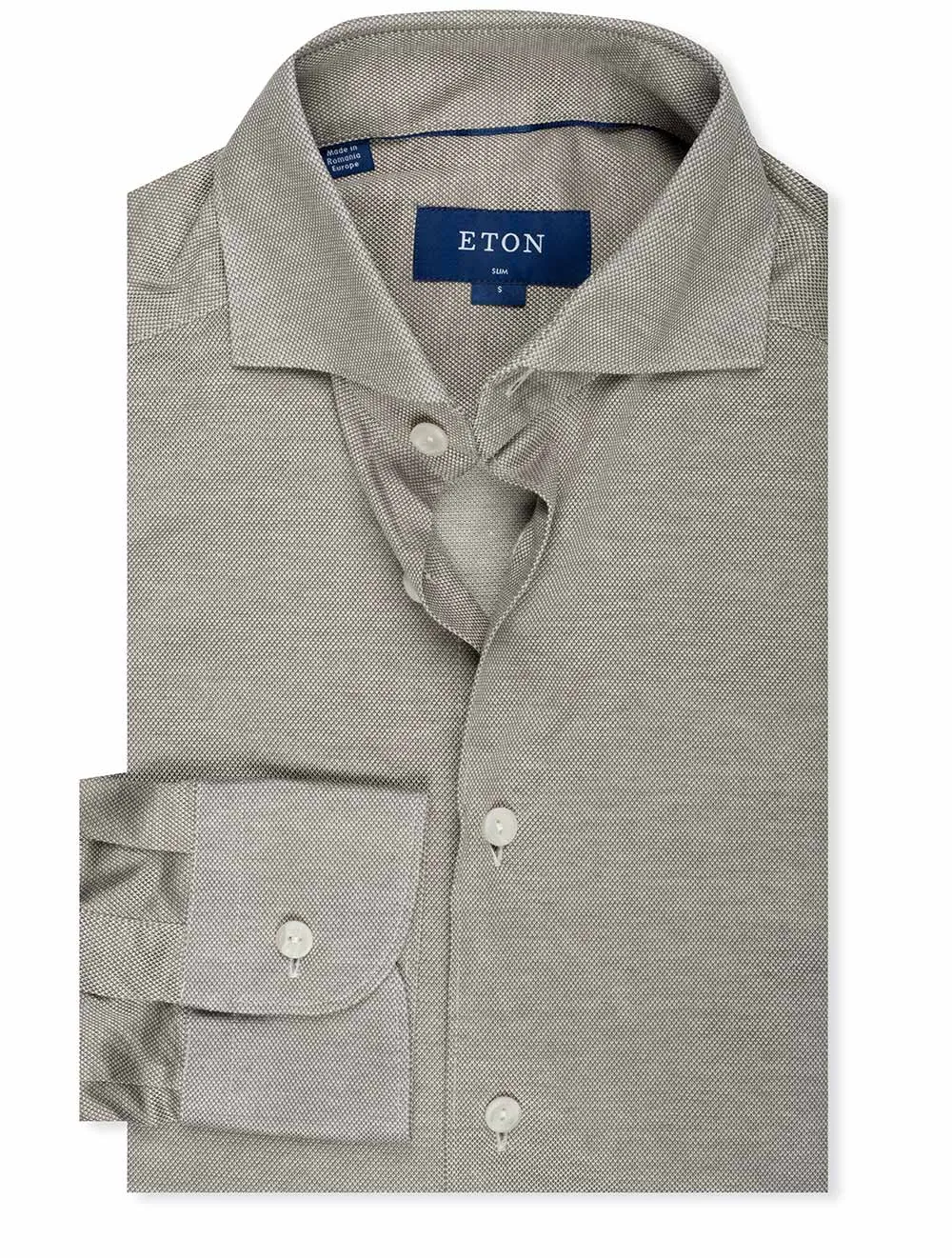 Slim Fit Pique Oxford Shirt Grey