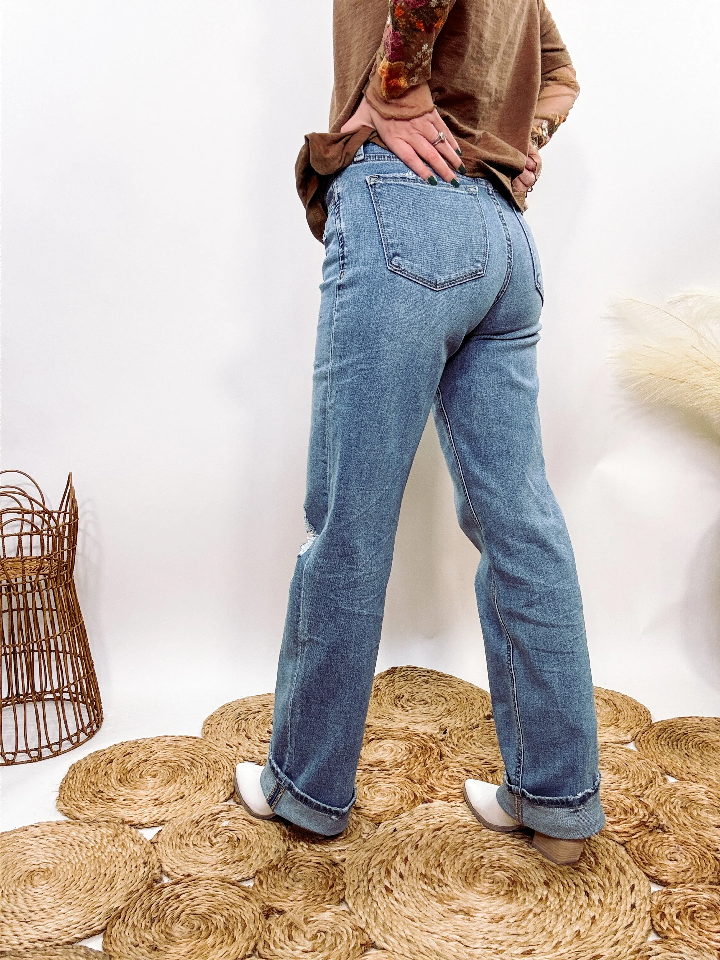 Slim Wide Leg Distressed Jeans by Vervet by Flying Monkey