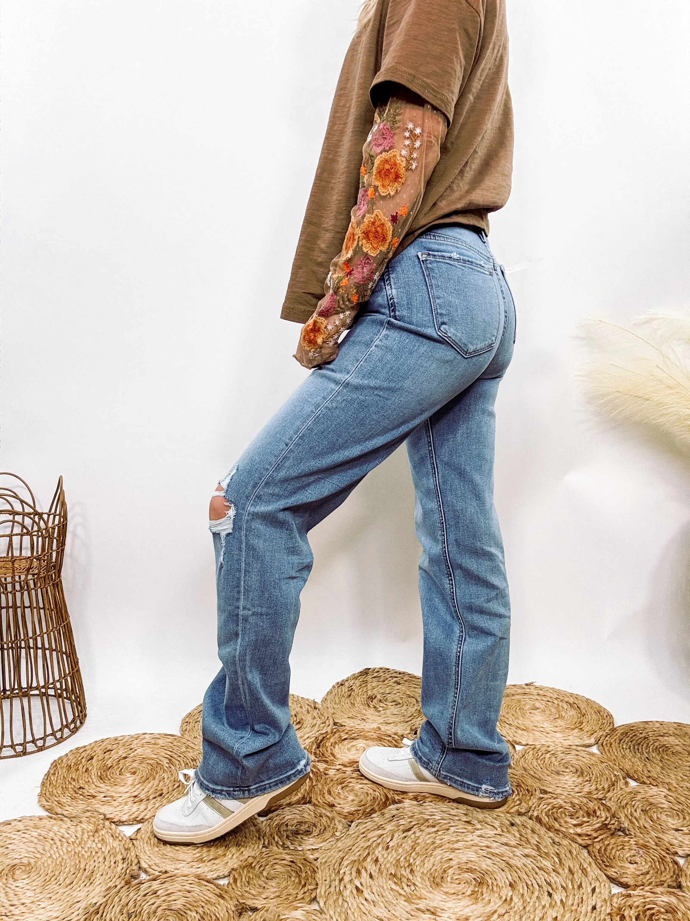 Slim Wide Leg Distressed Jeans by Vervet by Flying Monkey