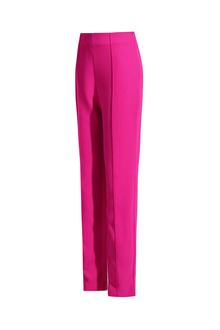 Sophisticated Solid High Waist Straight Leg Skinny Pintuck Tailored Pants