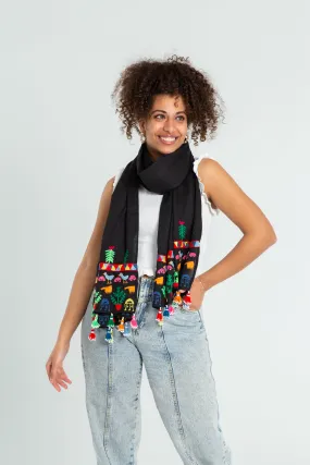 Special Multicolored Nubian Shawl - With Tassels